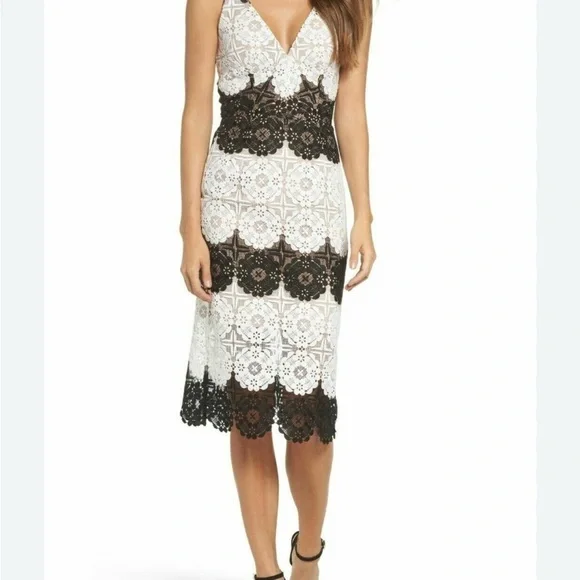 NWT Dress The Population Guipure Lace Midi Dress - Picture 4 of 6